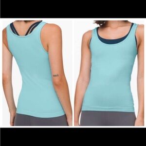Lululemon Seek Simplicity Tank *2 Ways Sea Frost, size 10 EUC.